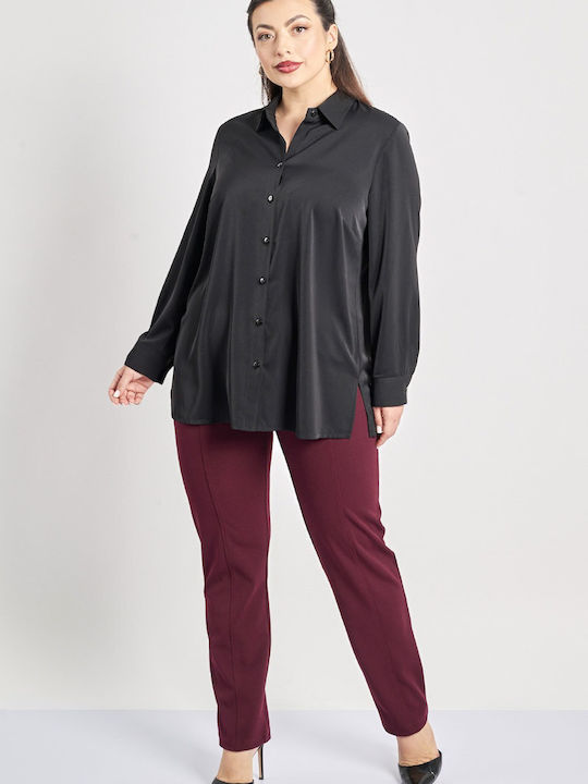 Dama Tesatura Pantaloni cu Elastic cu Croială Slim Roșu