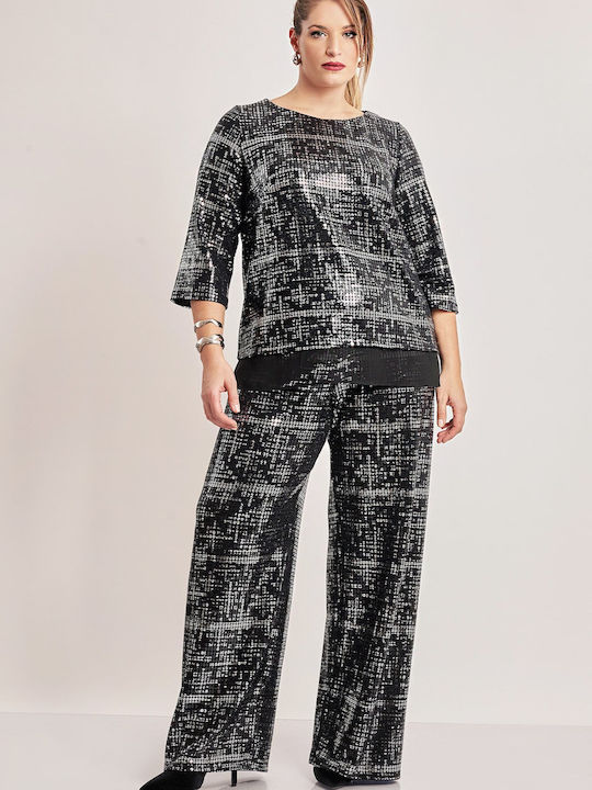 Femei Din material textil Pantaloni cu elastic Neagră cu Paiete