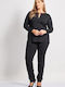 Women's Fabric Trousers with Elastic Black