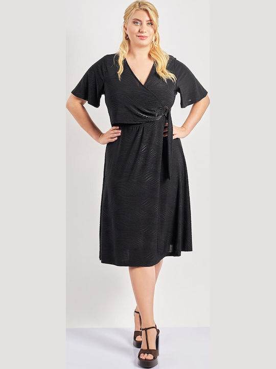 Rochie De Vară Midi Wrap-Around Neagră