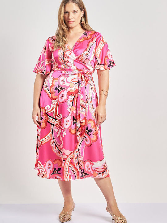 Rochie De Vară Pentru Femei Midi De Seară Satin Wrap-Around Imprimeu