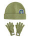 Kids Beanie Set with Gloves Knitted Green