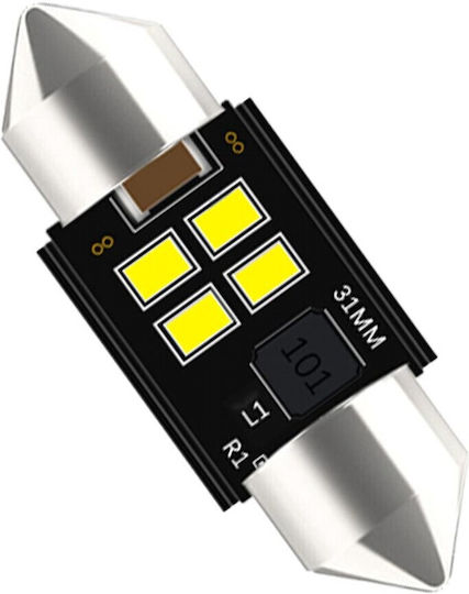 Vencore 3216-10132 C5w Festoon Canbus Gen4 31mm Крушка LED Тръбна Основa C5w 31mm Festoon Canbus Gen4 4 Smd 3020 1.35w 220 Лумен 8-48 Волта Хладно Бяло 6000k