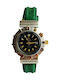 Catamaran Men's Watch Battery with Green Leather Strap