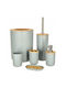 ikonka Plastic Bathroom Accessory Set Gray 6pcs