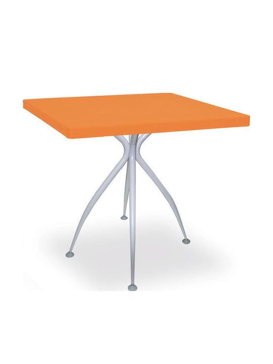 Fylliana Kunststoff Hilfsmittel Garten- und Terrassentisch für Kleine Räume mit Metallrahmen Sun Orange 80x80cm