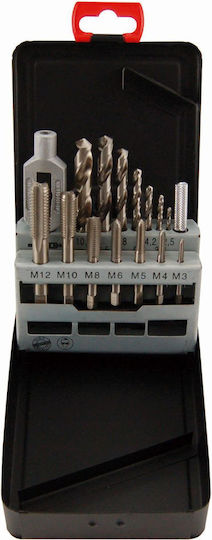 Set of Machine Taps M3-M12 Abraboro HSS-G 15 Pieces