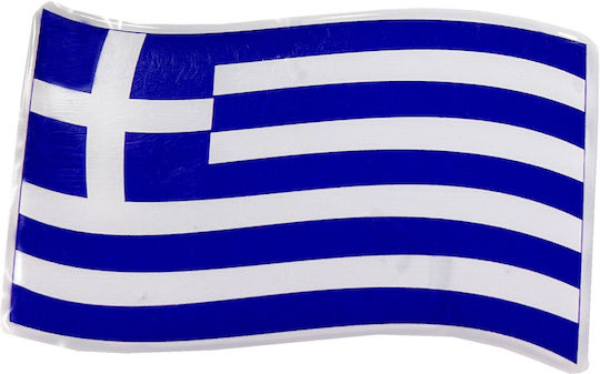 Greek Flag Waving Enamel Car Sticker