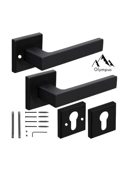 Olympus Lever Middle Door with Rosette Right Black Matt