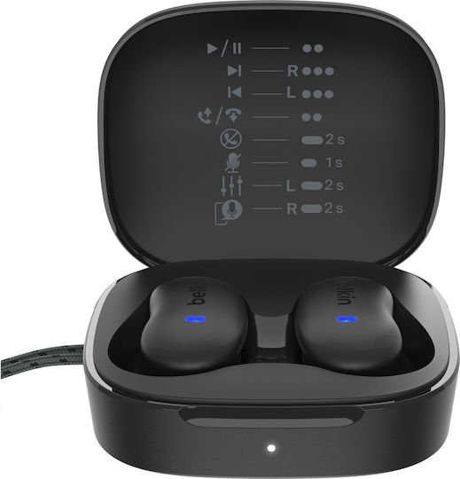 Belkin SoundForm Anywhere Earbud Bluetooth Handsfree Earphones with Sweat Resistance and Charging Case Black