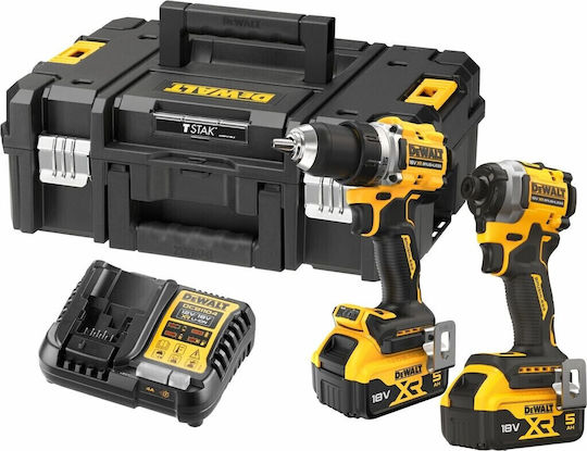 DEWALT DCK2051P2T Set Drill Driver & Impact Screwdriver 18V with 2 Batteries 5Ah and Case