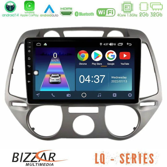 Bizzar Ηχοσύστημα Αυτοκινήτου για Hyundai i20 2009-2012 με A/C (Bluetooth/USB/WiFi/GPS/Apple-Carplay/Android-Auto) με Οθόνη Αφής 9"