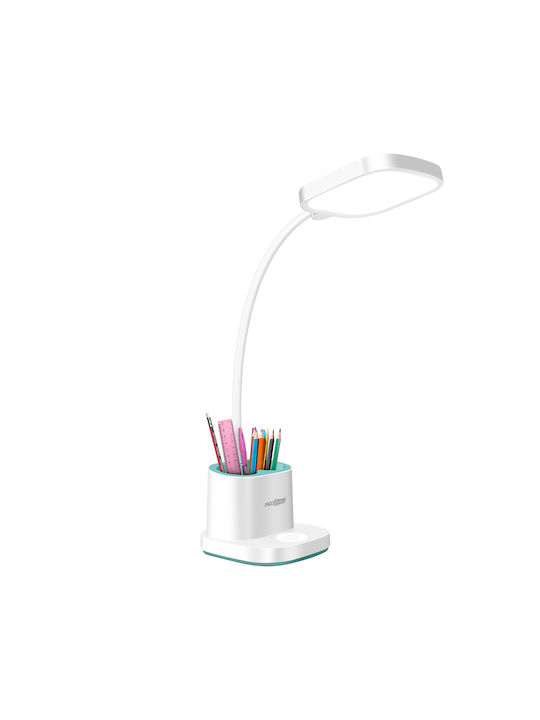 Max Excell Flexible Led Desk Lamp Pencil Holder Powerbank Function White Max Excell Flexible Led Desk Lamp Pencil Holder Powerbank Function White