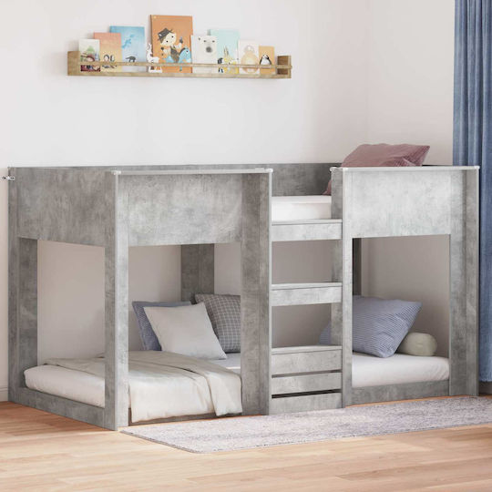 Kids Bed Bunk Single Gray for Mattress 100x200cm