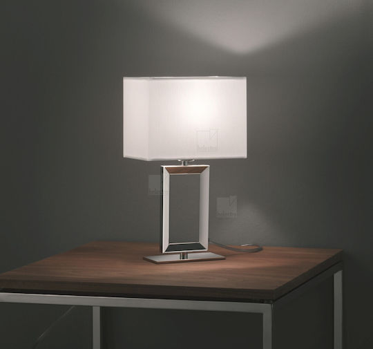 Helestra Metall Tischlampe für Fassung E14 mit Silber Schirm und Basis