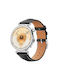 Soft Leather Watch Strap Silver Buckle Huawei Watch GT 6 41mm GT 5 41mm GT 4 41mm Black