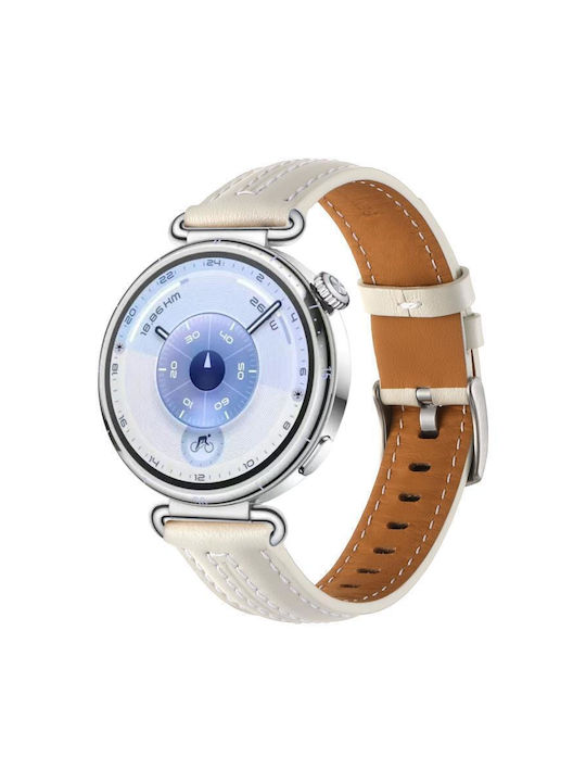 Silber Leder Tragbare Bänder Huawei Watch GT 6 41mm GT 5 41mm GT 4 41mm Beige