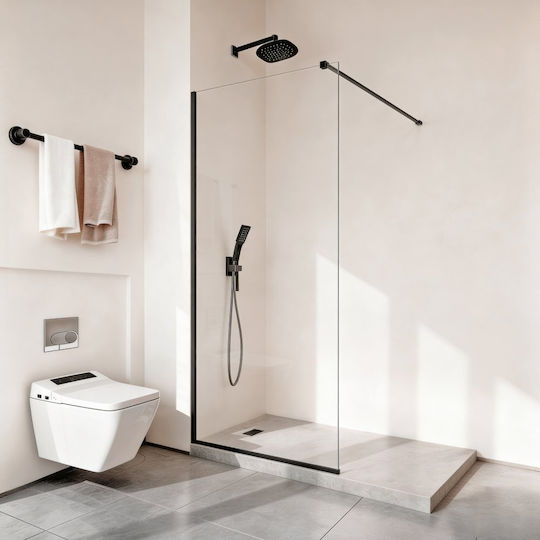Vevor Σταθερό Πλαϊνό Ντουζιέρας 86.4x187cm Clear Glass Black Matt Vevor Σταθερό Πλαϊνό Ντουζιέρας 86.4x187cm Clear Glass Black Matt