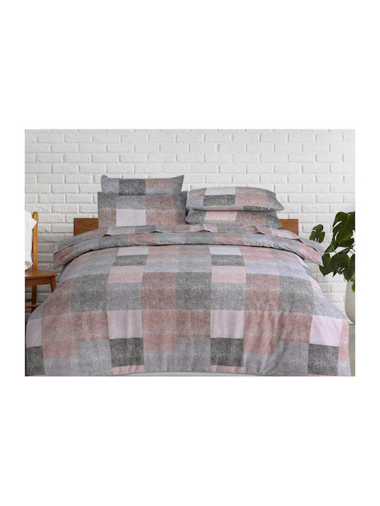 Παπλωματοθήκη Βαμβακερή Μονή 160x240 Patchwork Γαρύφαλλο