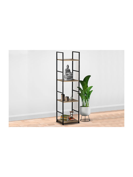 Етажерка Artemis-30112 Дъб 4 Рафтове 29,1x23,5x112см Черен Метален Рамка