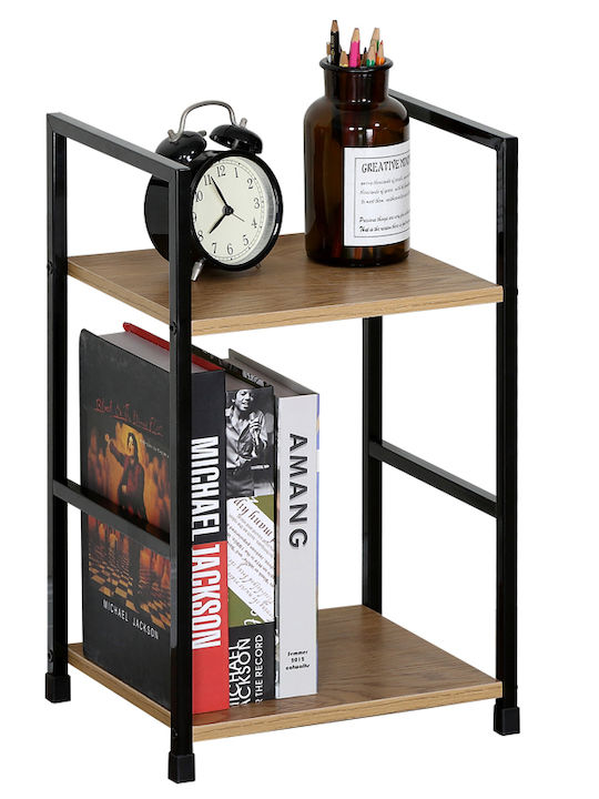 Bookcase Artemis-3048 Oak 2 Shelves 29.1x23.5x48cm Black Metal Frame