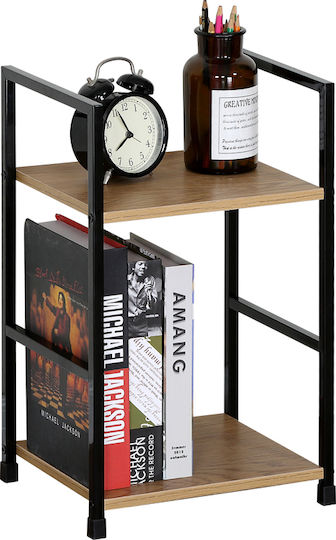 Bücherregal Artemis-3048 Dürres 2 Regale 29,1x23,5x48cm Schwarz Metallischer Rahmen