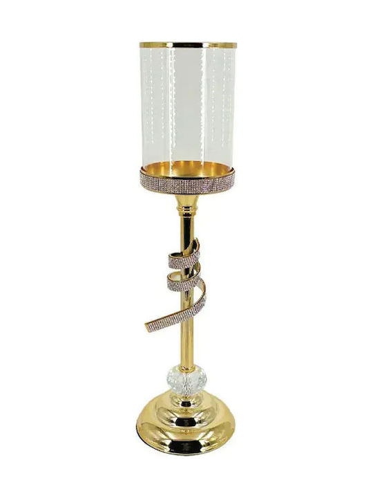 Marhome Candle Holder Glass in Gold Color 12x12x45cm 1pcs
