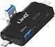 Linq SD-Kartenleser Micro SD USB 3.0 USB-Ausgang USB-C Blitzschlag Micro-USB Schwarze