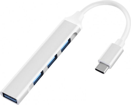 Hub 4 Θυρών USB 3.0 με σύνδεση USB-A Ασημί