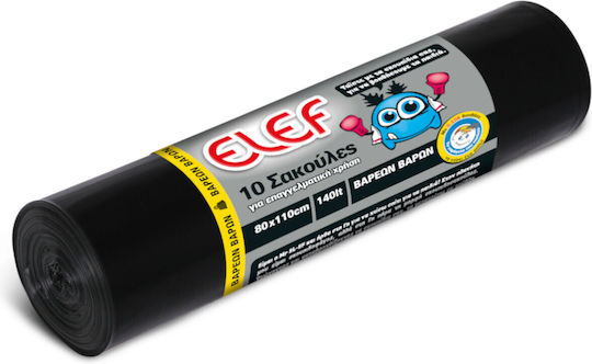 Elef Σακούλες Απορριμάτων Μεγάλης Αντοχής 110x80cm 10τμχ Μαύρες