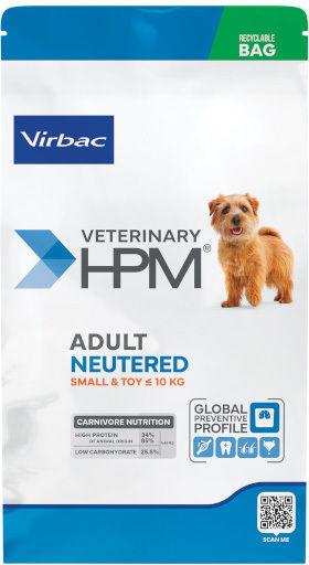 Virbac Toy 1.5kg Dry Food Diet for Adult Neutered Small Breed Dogs with Pork, Chicken, Rice, Poultry and Potatoes
