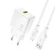 Dudao Φορτιστής GaN με Θύρα USB-A και Καλώδιο USB-C 12W Λευκός (A23TEU)