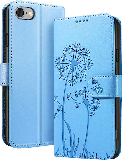 Zanaé Wallet Case Iphone 7 8 Se 2022 Premium Design Flowers Butterfly Light Blue