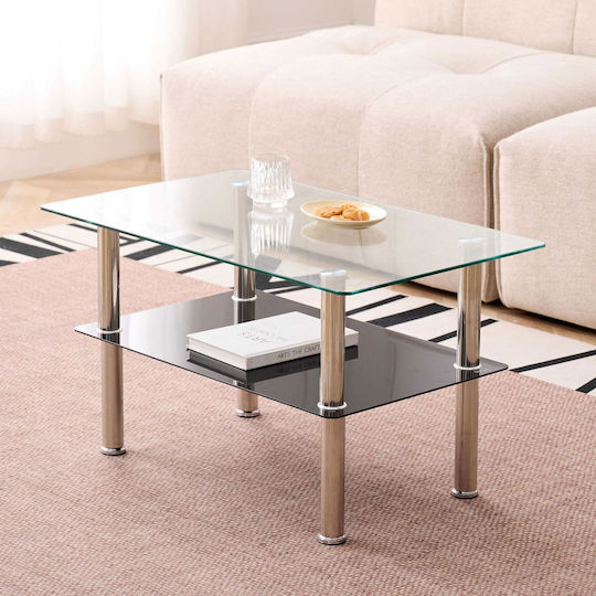 Rundes Beistelltisch Huolon Glas Schwarz M75xL45xH41cm
