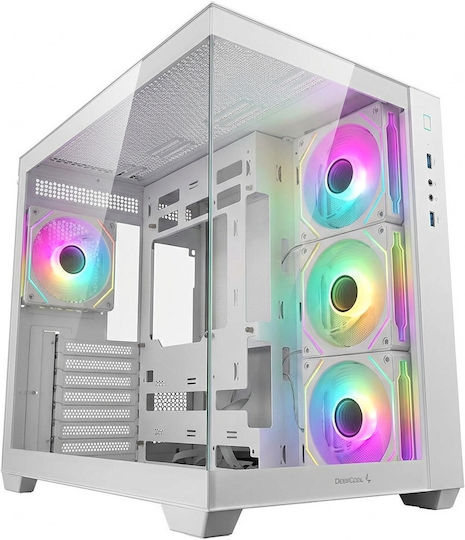 Deepcool CG530U 4F Gaming Midi Tower Кутия За Компютър Със Страничен Прозорец И ARGB Осветление Бяла