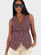Autana Damen Bluse Ärmellos Burgundisch