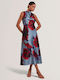 Summer Midi Dress for Wedding Christening Drape Satin Lt-Blue 282436-Lt-Blue