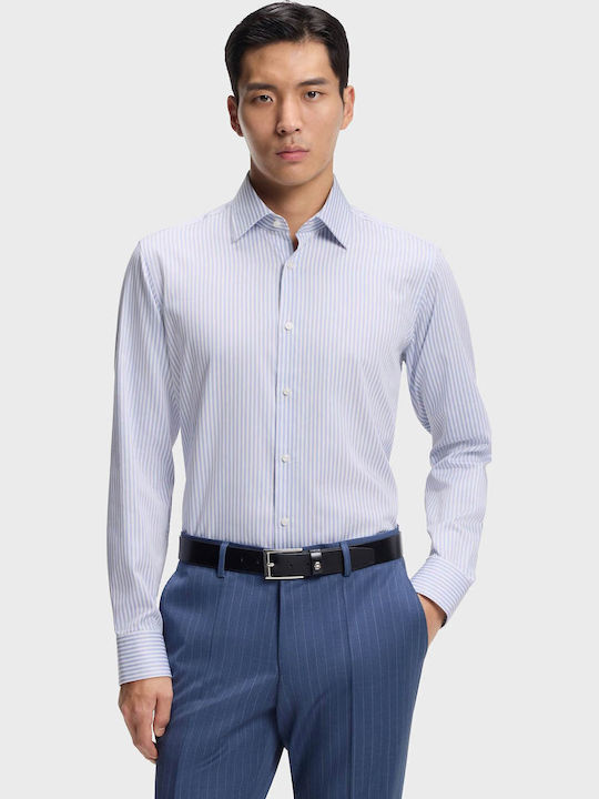 Regular-fit Long-sleeved Cotton Shirt Striped Purple