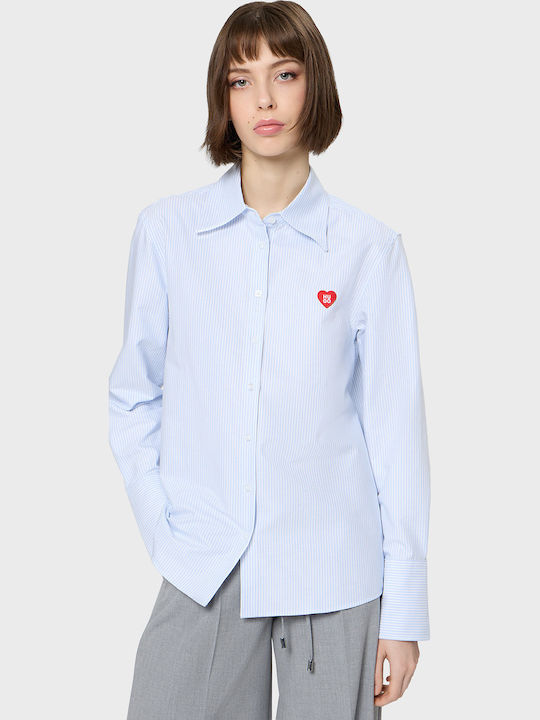 Erselia Women's Striped Long Sleeve Shirt Light Blue
