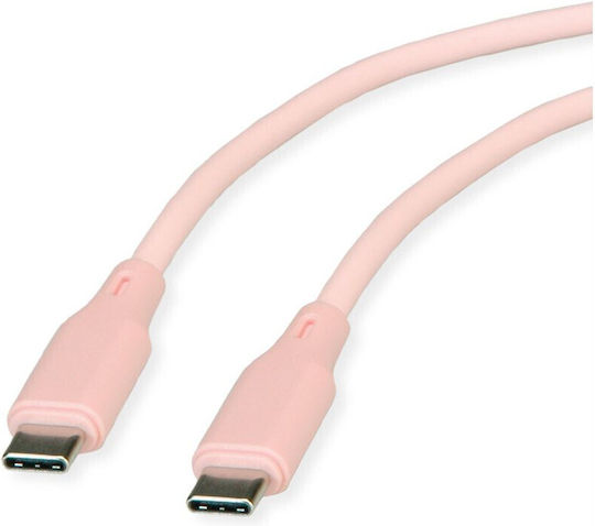 Roline USB 2.0 Kabel Typ C-C Stecker Stecker Silikon 60 W Rosa 1 m
