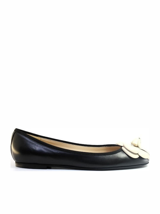Lederne Damen Ballerinas in Schwarz Farbe