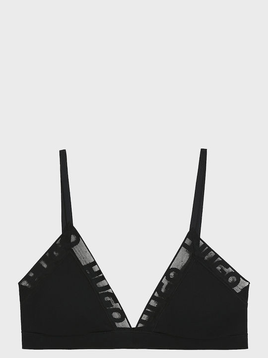 Hugo Stretch-cotton Triangle Bra Logo Trims Mesh Logo Triangle P Black Εσώρουχα Female Black 50557122-001