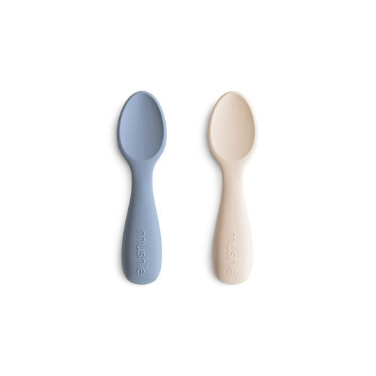 Mushie Βρεφικό Σετ με Κουτάλια Little Spoons από Σιλικόνη Μπεζ 2τμχ