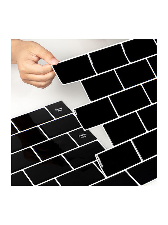 Wall Stickers Self-adhesive Pvc Tiles Black 30.5x30.5 Cm 10 Pcs