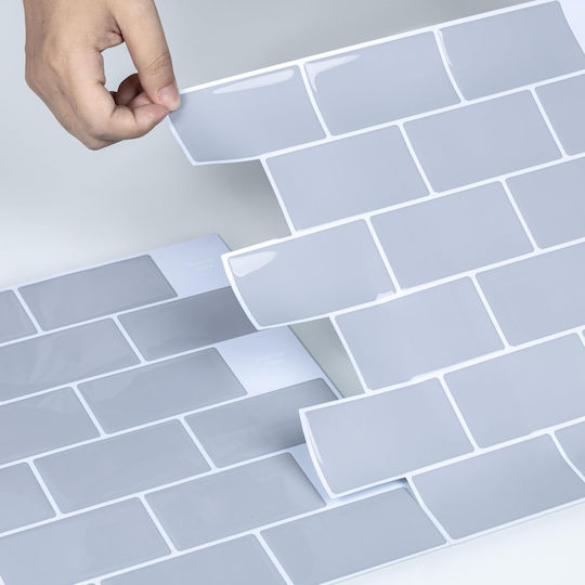 3d Pvc Self-adhesive Wall Tile Stickers 30.5x30.5 Cm 10 Pcs Gray