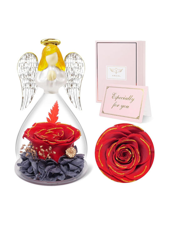 Angel Figurine Roses Red Gold Gift Mom Grandma
