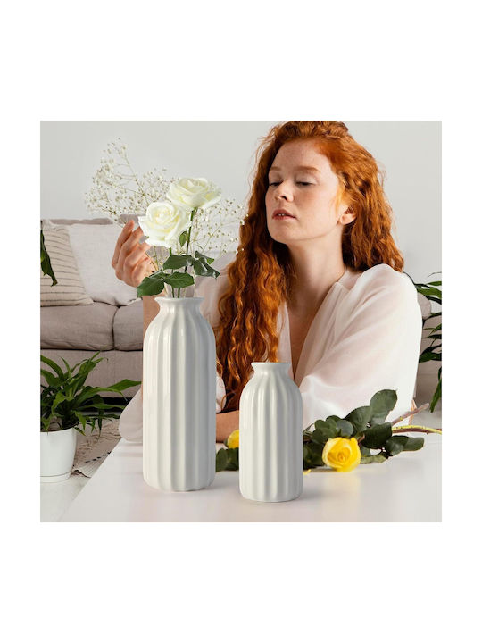 Vază Decorativă Ceramică Alb 2buc