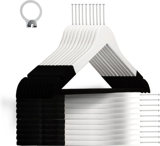 Set 100 Cârlige Anti-Furt Hotel Marginile Catifea Design Clasic Alb-Negru
