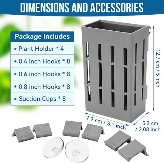 Borlech Set 4 Gray Aquarium Plant Supports