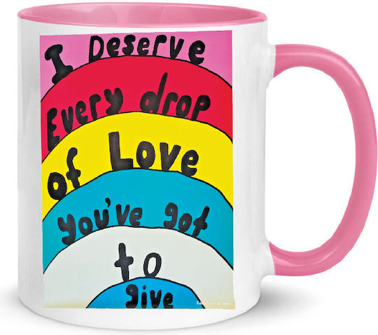 Robbie Williams No10 Κούπα 330ml Κεραμική Λευκή Ροζ I Deserve Every Drop Love You've Got To Give